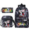 Cartoon Teacup Head Cuphead Student School Bag Backpack Three-piece Set Children's Shoulder Bag Pencil Bag