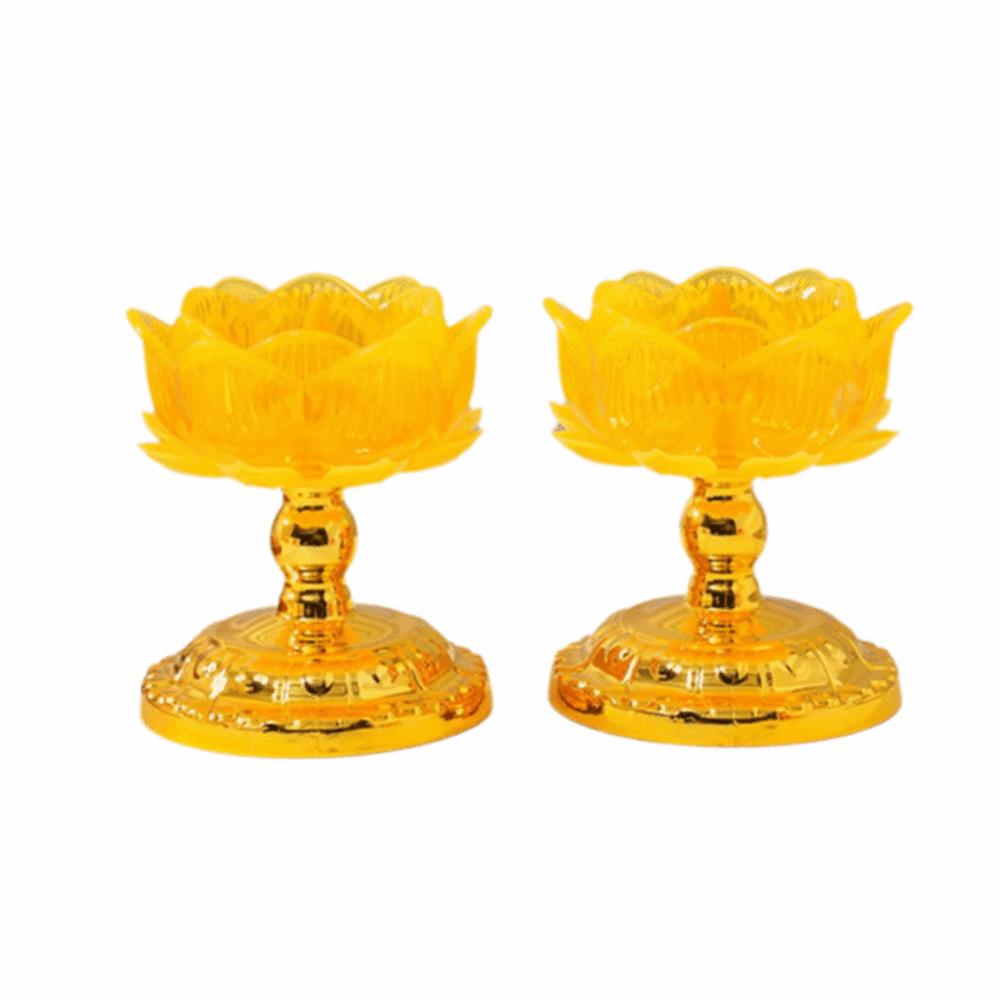 2Pcs Battery Operated Electronic Lotus Lamp Ornament Swing Flameless Candles Outdoor Night Lamp