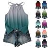 Damen ärmelloses Tanktop im Bohemian-Stil mit Farbverlaufdruck, lässig locker geschnitten, Sommer-Oberteil Weste Bluse für den täglichen Gebrauch