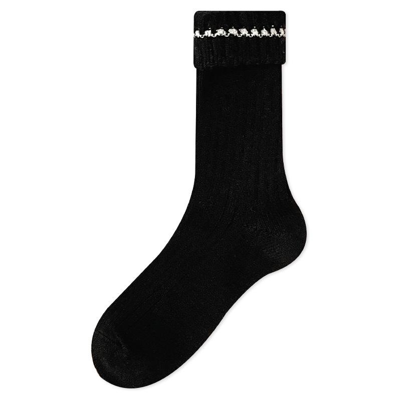Women's Autumn and Winter Warm Socks, Thickened Plush Sleep Winter Long Socks, Pile Socks, Contrasting Colors
