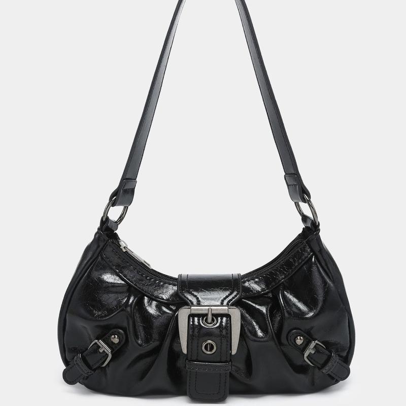 

New Hot Selling Maillard Style Retro Style Spice Girl Y2K Wasteland Style Distressed Two-Tone Leather Shoulder Bag Underarm Bag