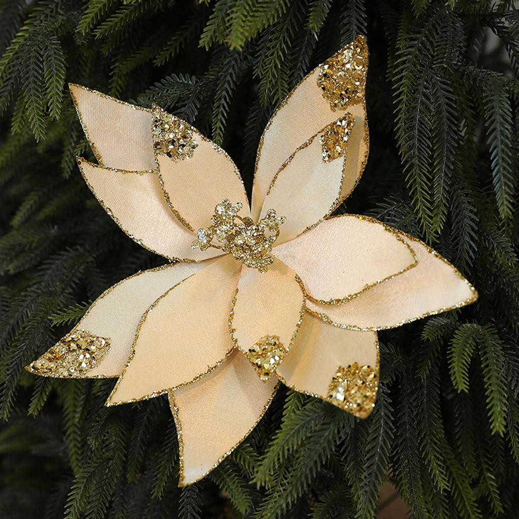 Christmas Flower Mesh Fabric Flower Arrangement Decorative Ornaments Velvet Christmas Decorations