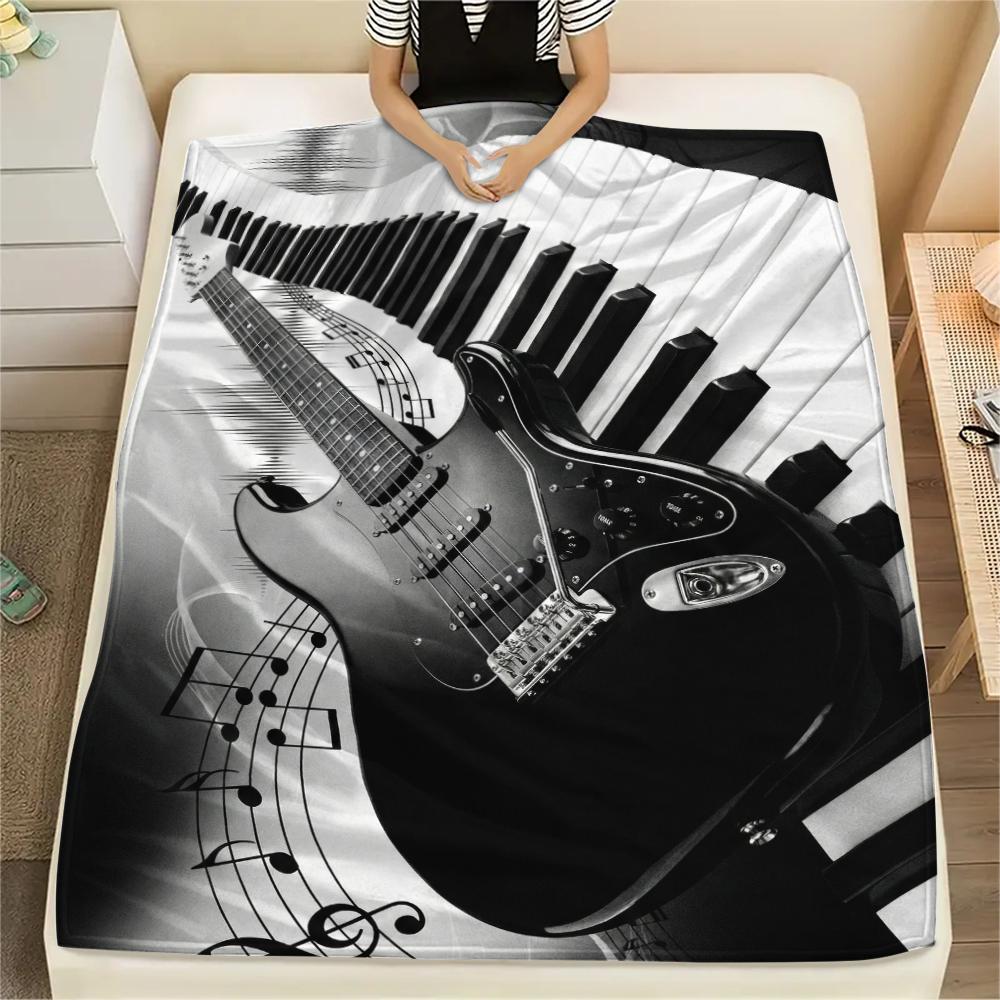 

Guitar Music Print Flannel Blanket, High quality Comfortable for All Seasons, Home Decor, Warmth and Comfort, Perfect for Christmas Gifts11 80cm x 120cm