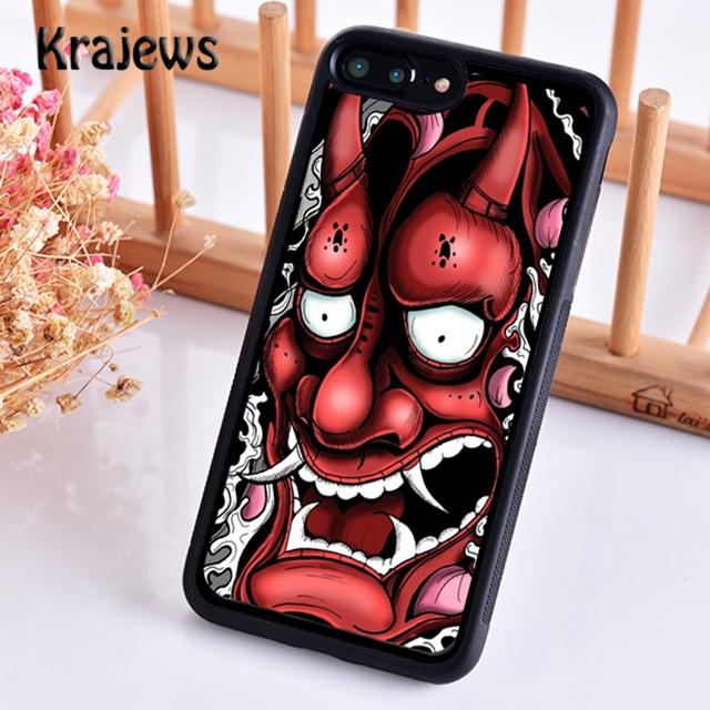 Krajews Japanese Oni Hannya Demon Mask Cool Phone Case For iPhone 17 Air 16 15 14 Plus 11 12 13 Pro Max Coque