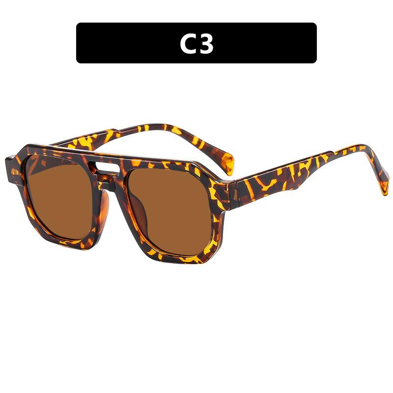 Double beam irregular sunglasses personalized punk fashion sunglasses ins European and American catwalk sunglasses men