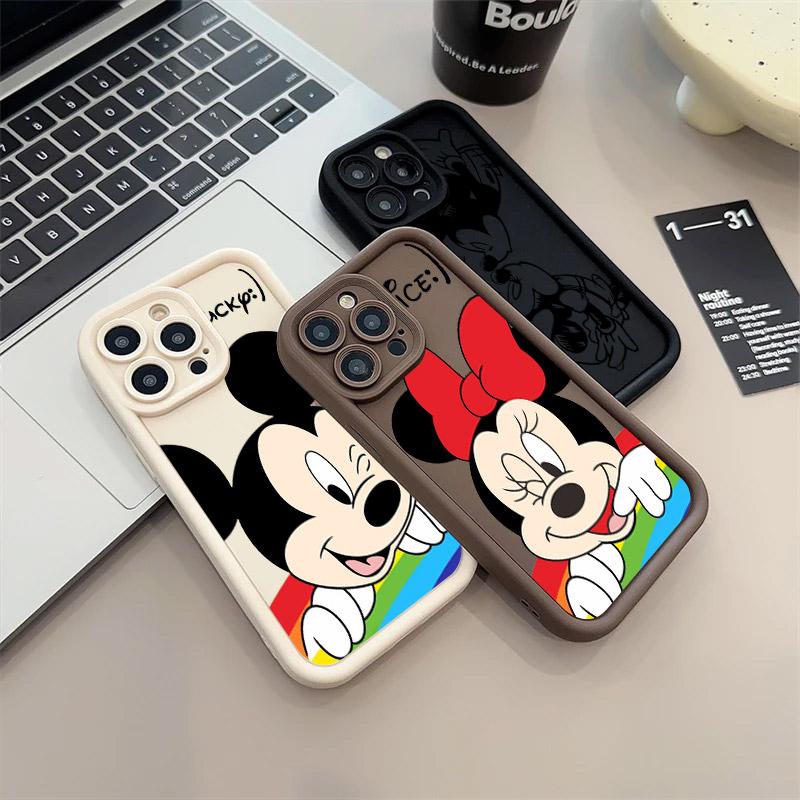 Kreslený obal na telefon Mickey a Minnie Mouse pro iPhone 17E 11 12 13 14 15 16 17 Pro Max Fundas 17 Air Plus 16e 13 Mini Silikonový kryt