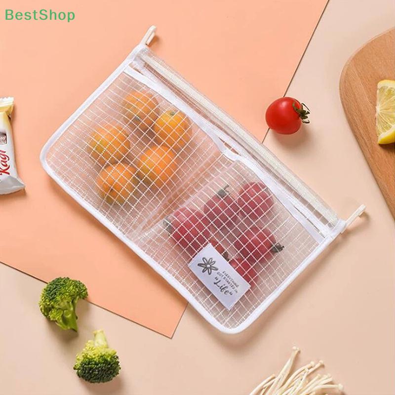 Refrigerator Storage Mesh Bag,Double Compartment Sauce Packet Storage Bag,Refrigerator Mesh Hanging Storage Bag