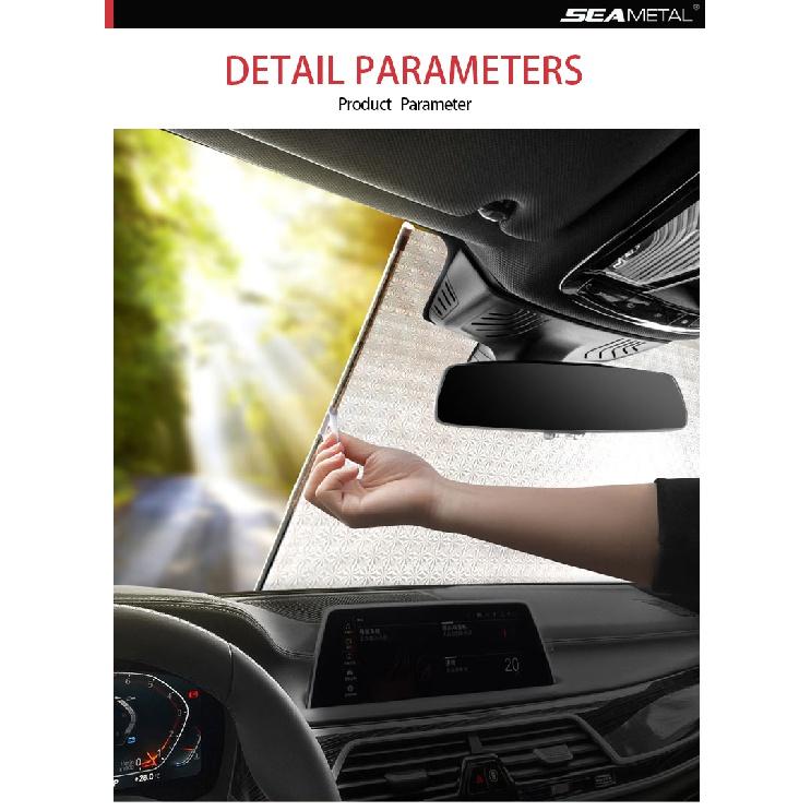SEAMETAL Car Windshield Sun Shade Front Window Sun Protection Cover Suction Cup Sunshade Aluminum Foil UV Reflection
