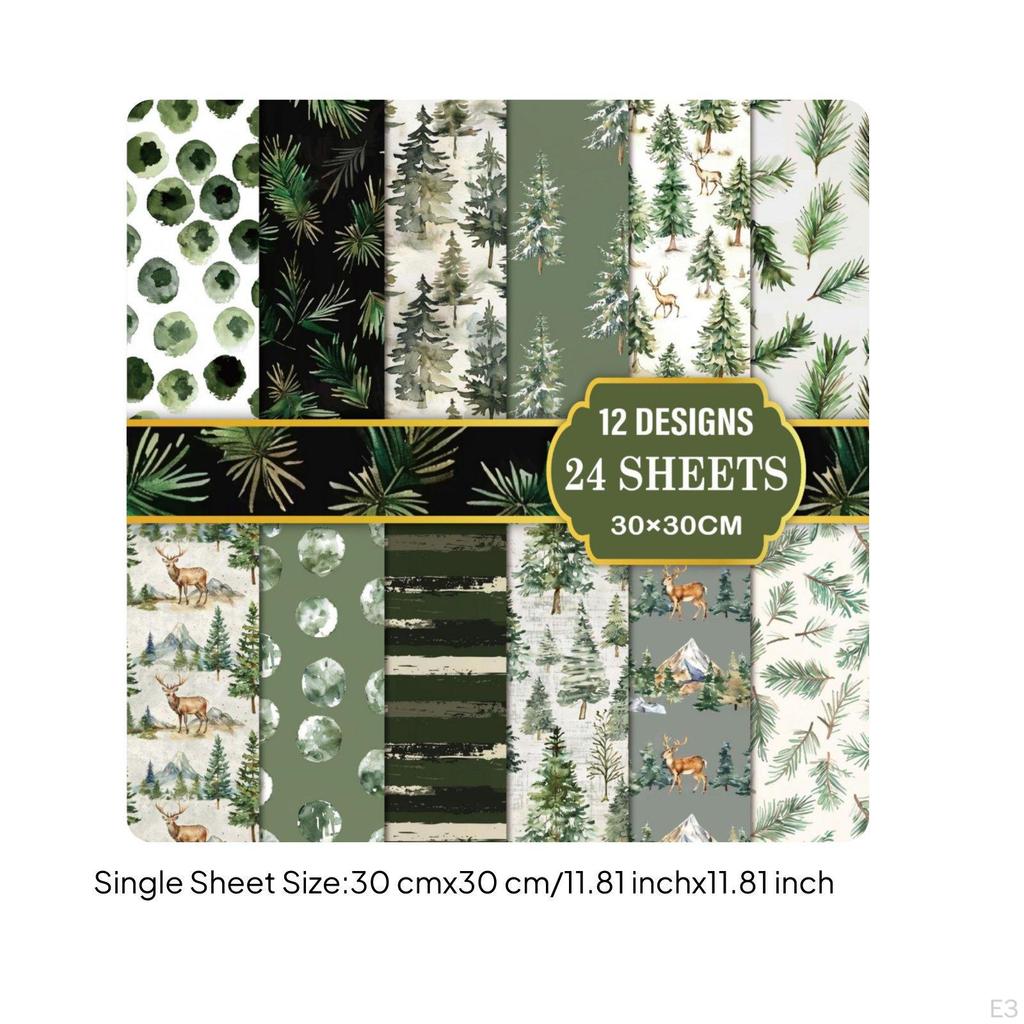 24 Sheets Floral Theme Craft Paper Scrapbook Vivid Prints for Scrapbooking, Party