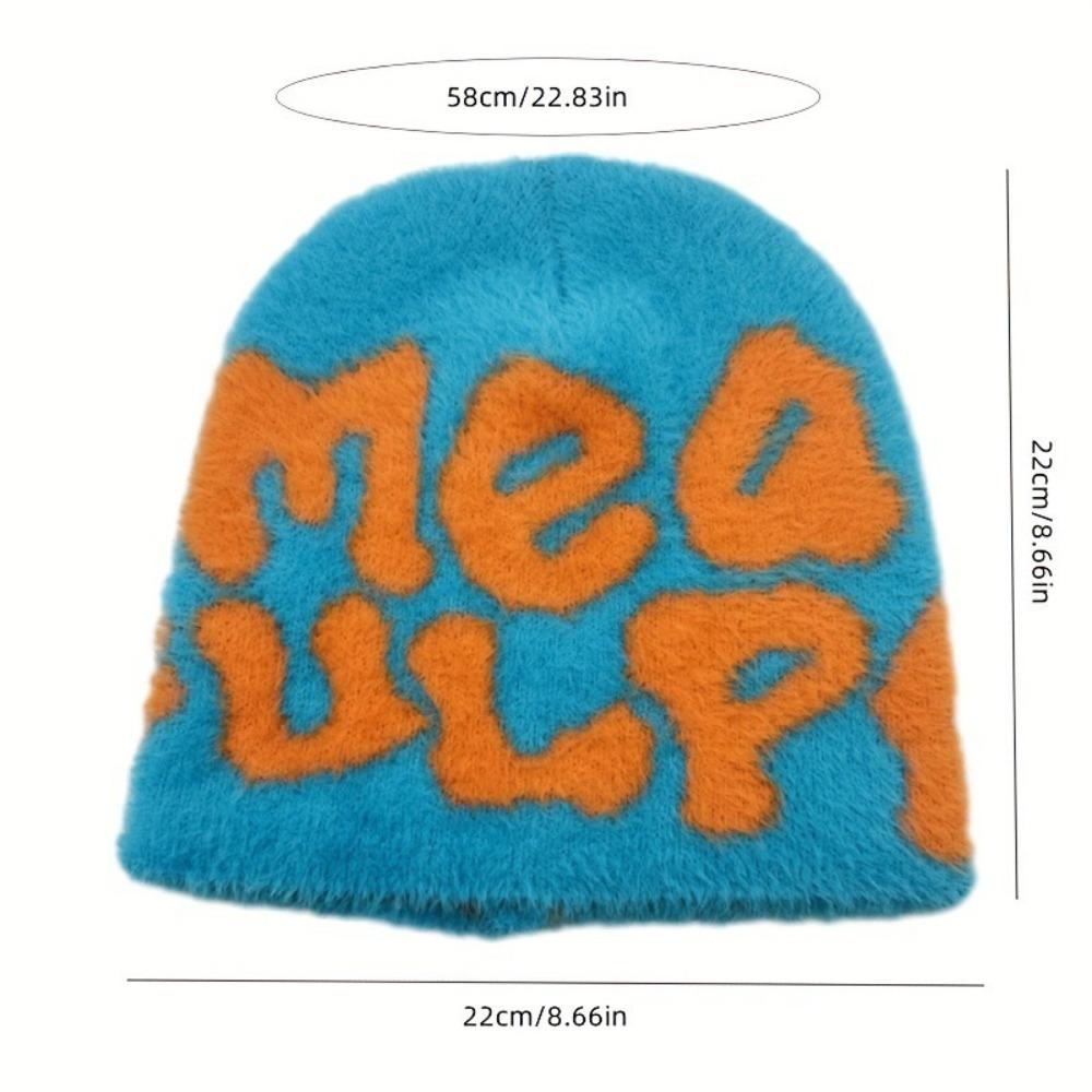 Wool Acrylic Beanie Bonnet Letter Printing Cold Cap Gothic Casual Skullies Men Women
