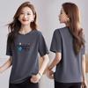 Multi-pattern Cotton Elastic Round Neck Printed Short-sleeved T-shirt Women's Summer Straight Loose Meat-covering Thin Middle-sleeved Top