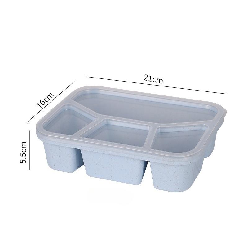 Student Square Lunch Box 4 Compartments Bento Box Snack Dry Fruit Container Food Storage Snack Plate Leak-Proof синий 890₽