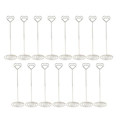 15 PIEZAS Portanúmeros de Mesa 22 cm Forma de Corazón Alambre de Hierro Soporte para Fotos para Bodas Notas Plateado