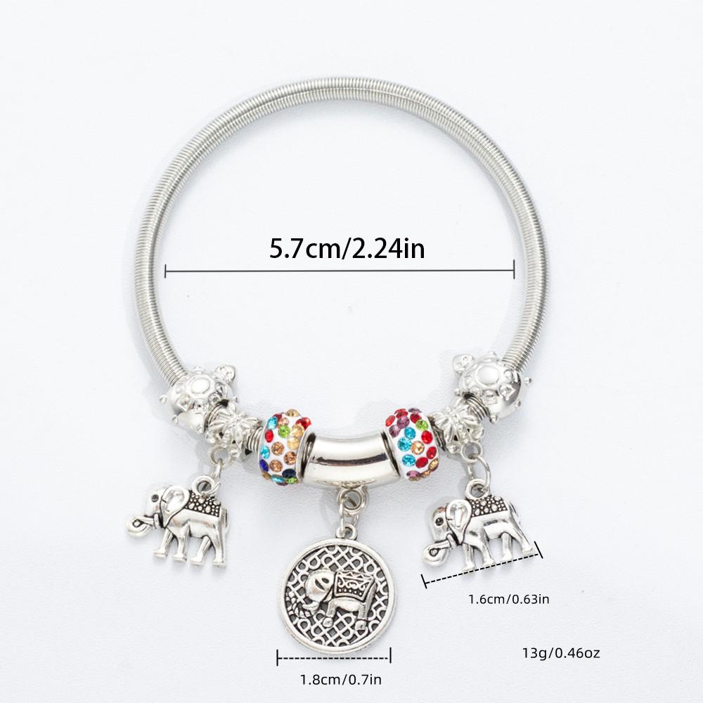 Fashionable and Creative Elephant Pendant Bracelet Women's Spring Elastic Animal Element Bracelet Jewelry Exquisite Gift