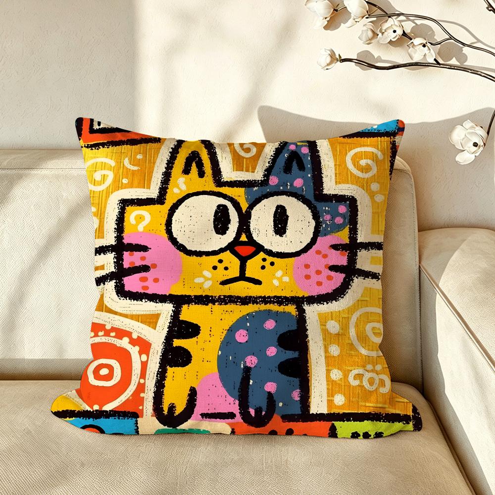 Art SStyle BBlack and White Cat Cushion Cover Pillow Case Antidustmite Pillowcase Silky Short Plush Sofa Cushion Cover hot
