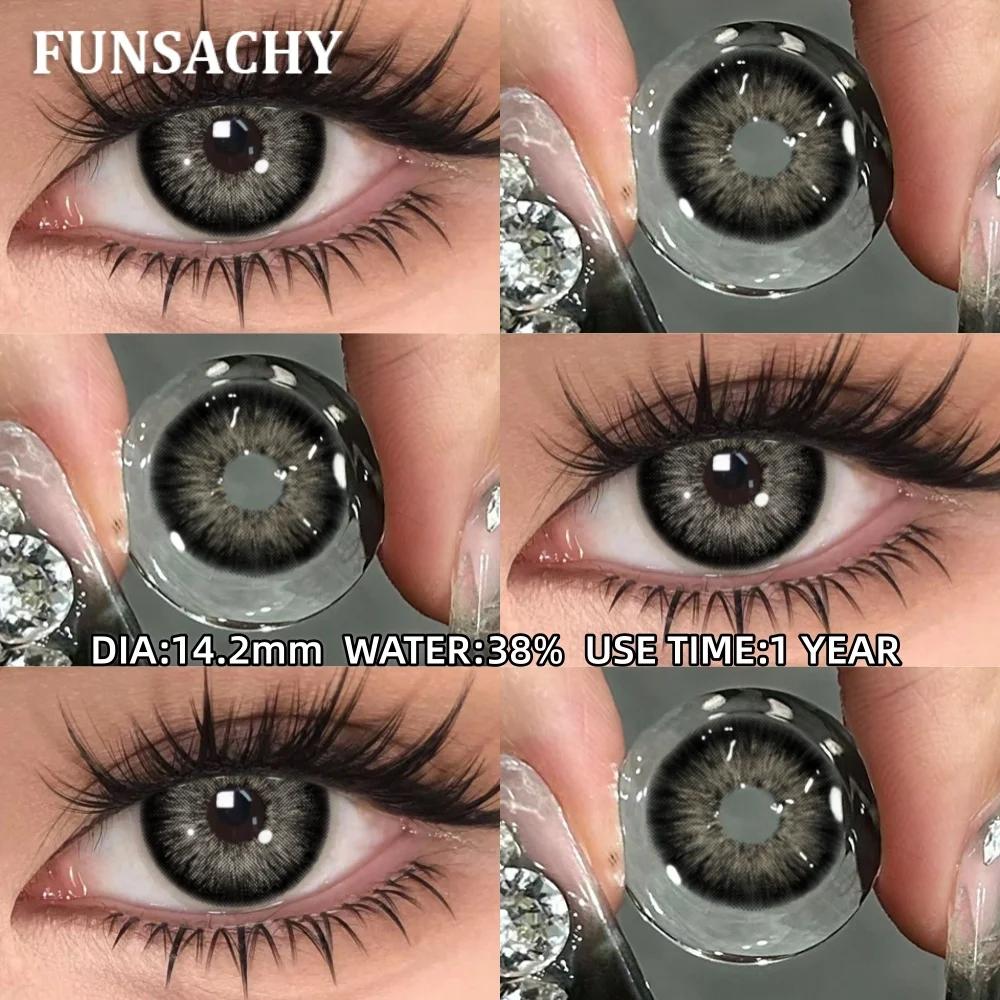 FUNSACHY 1pair New Natural Contact Lenses Black Contacts Gray Lenses Color Brown Contact Lens Yearly Beautiful Pupils for Women