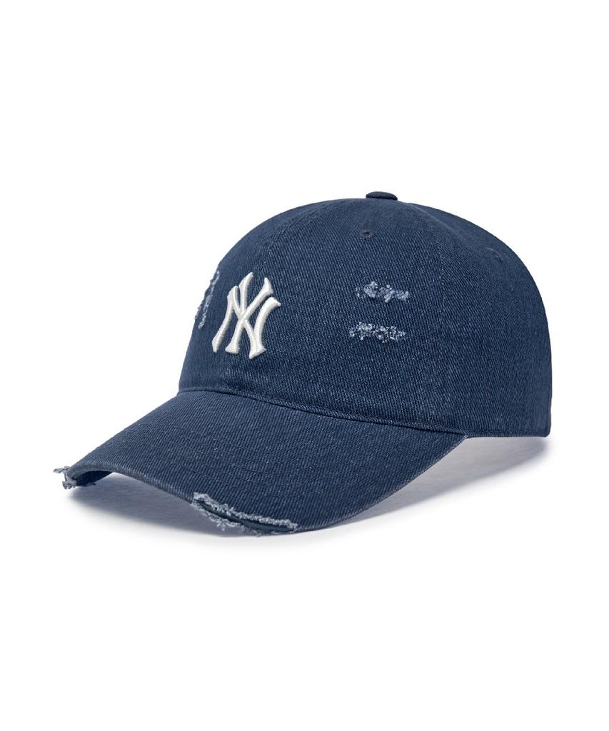 Emelbi Damaged Washed Unstructured Ball Cap Ny (Navy)