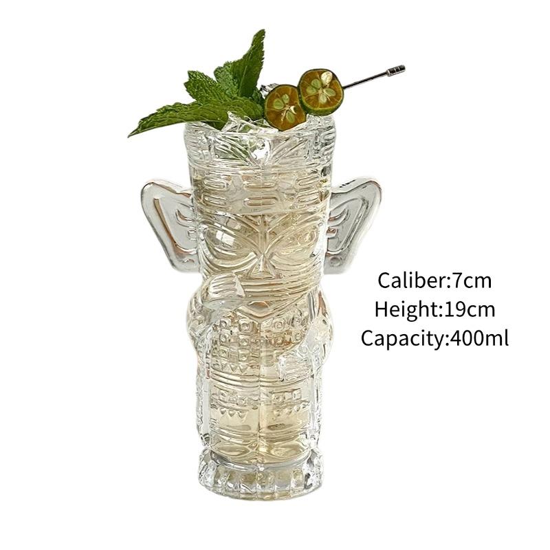 Tiki Glass Cups Tiki Mugs Cocktail Glasses Cup Creative Hawaiian Cocktail Cups Funny Cup Beer Beverage Glass Bar Accessories