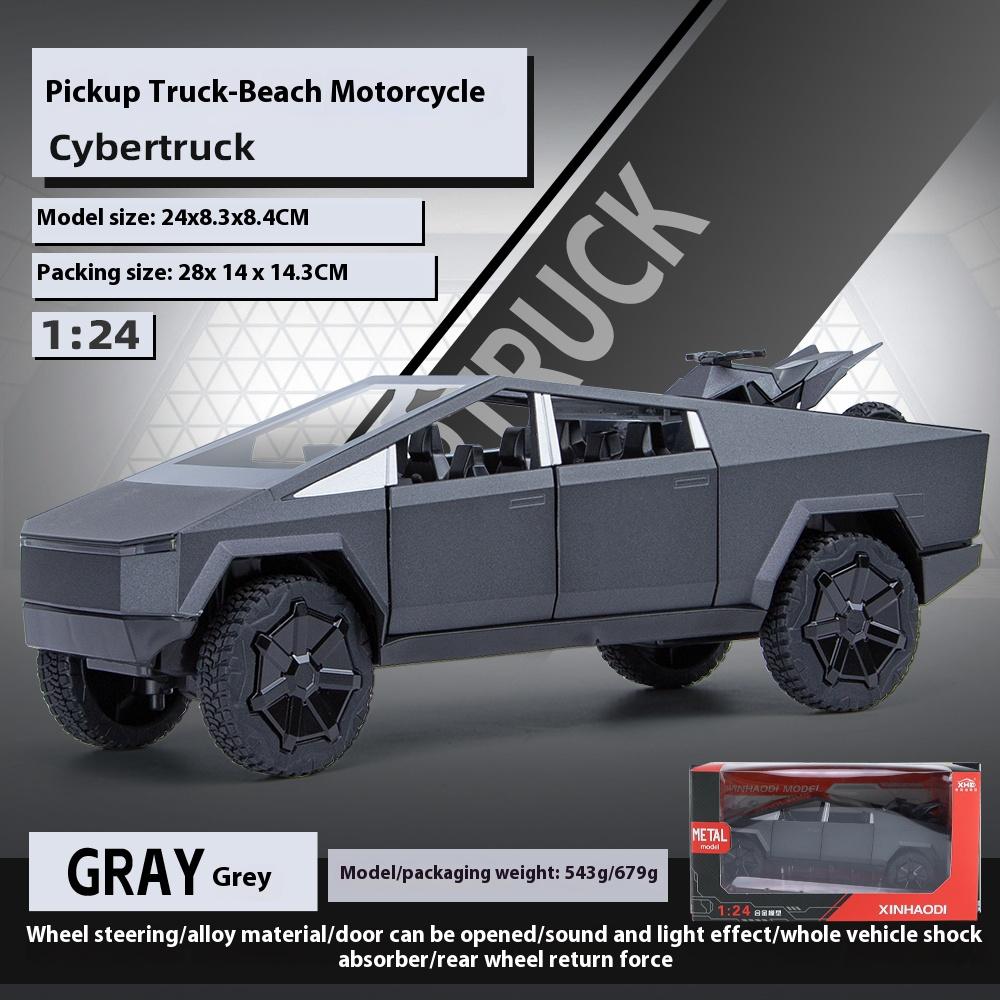 1/24 Tesla Cybertruck Pickup Alloy Car Model Diecasts Metal Toy Off-road Vehicles Car Model Simulation Sound and Light Kids Toys Gift