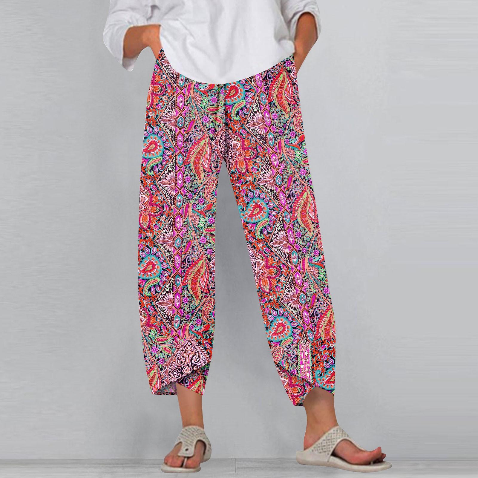 

Женские брюки с карманами Повседневные брюки Брюки для женщин Летние повседневные брюки с широкими штанинами и эластичным поясом с карманами L