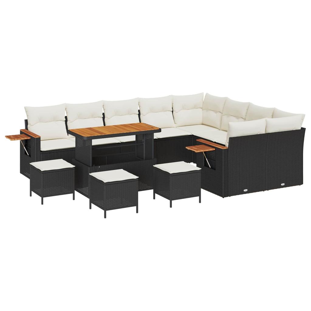 Garden Sofa Set 13 Pcs Black Poly Rattan