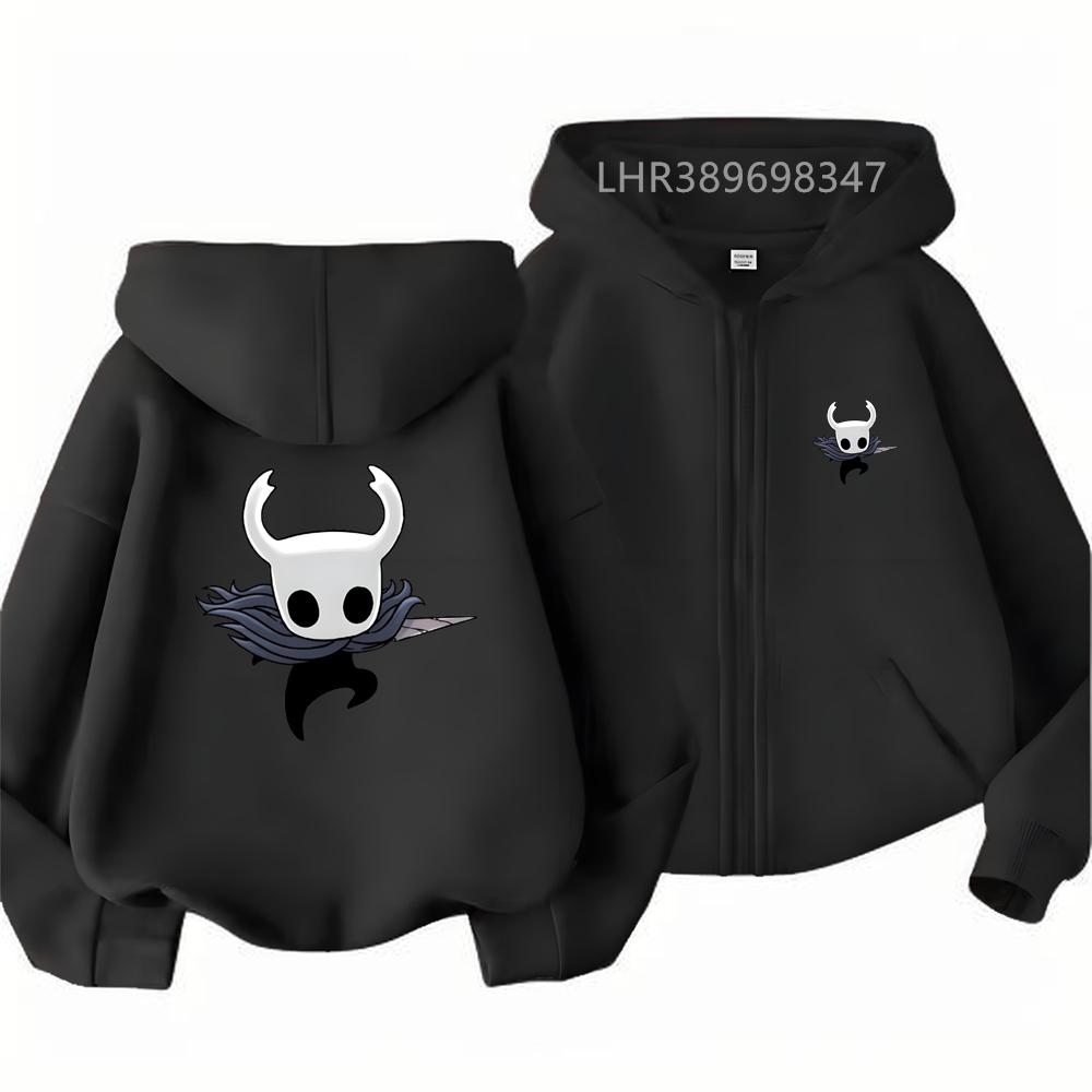 Children Hoodie Zip Up cardigan Game Hollow Knight Kid 3-12 Year Tops Print Pattern Girl Pink Boy Black Coat Autumn Hoodies