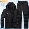 Mens Camo Workwear Hooded Jacket Pants Set Outdoor Hiking Construction