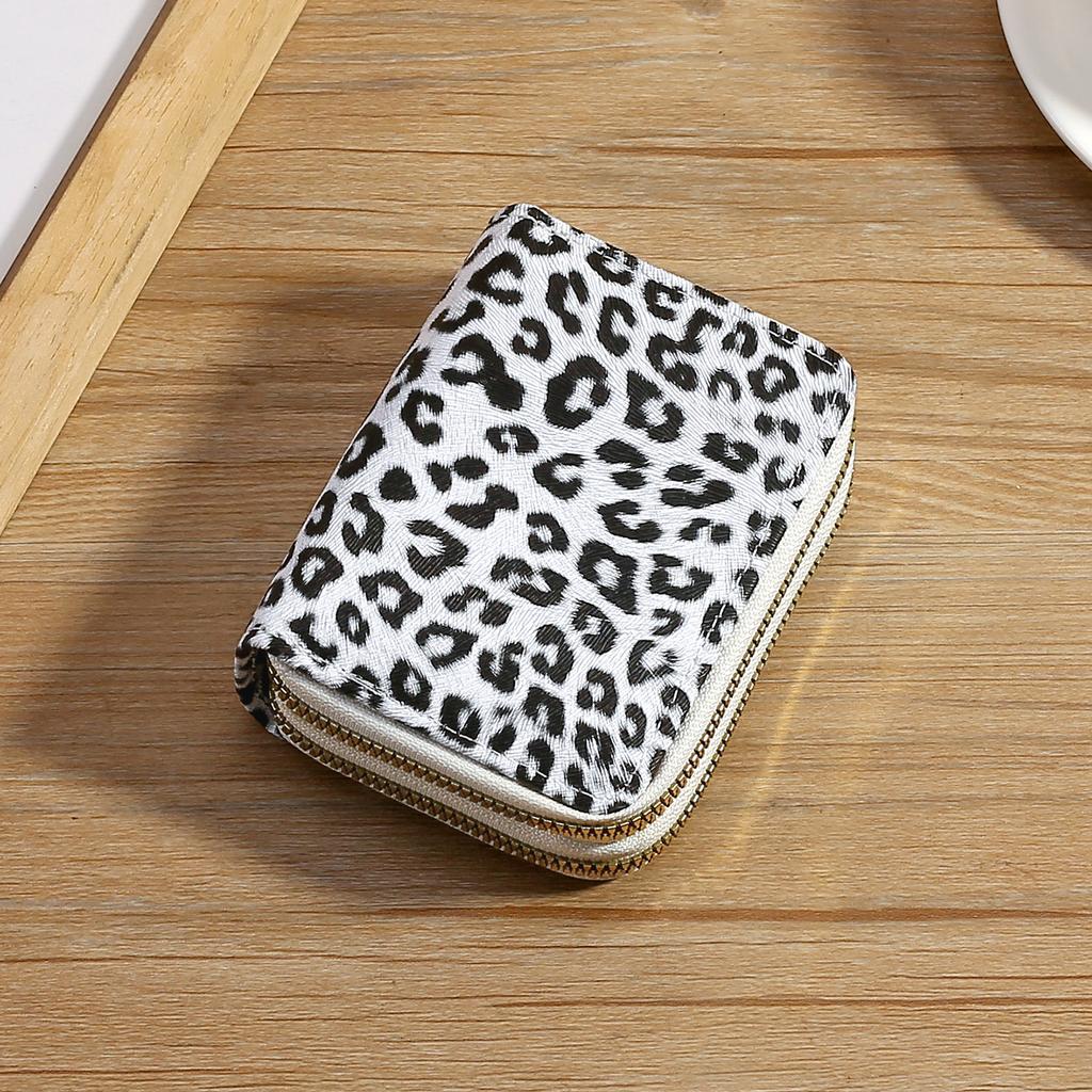 Leopard Print Short Wallet Woman Coin Purse Coin Pouch Double Zipper Card Bag Id Holder Caredit Card Holder Cute Purse