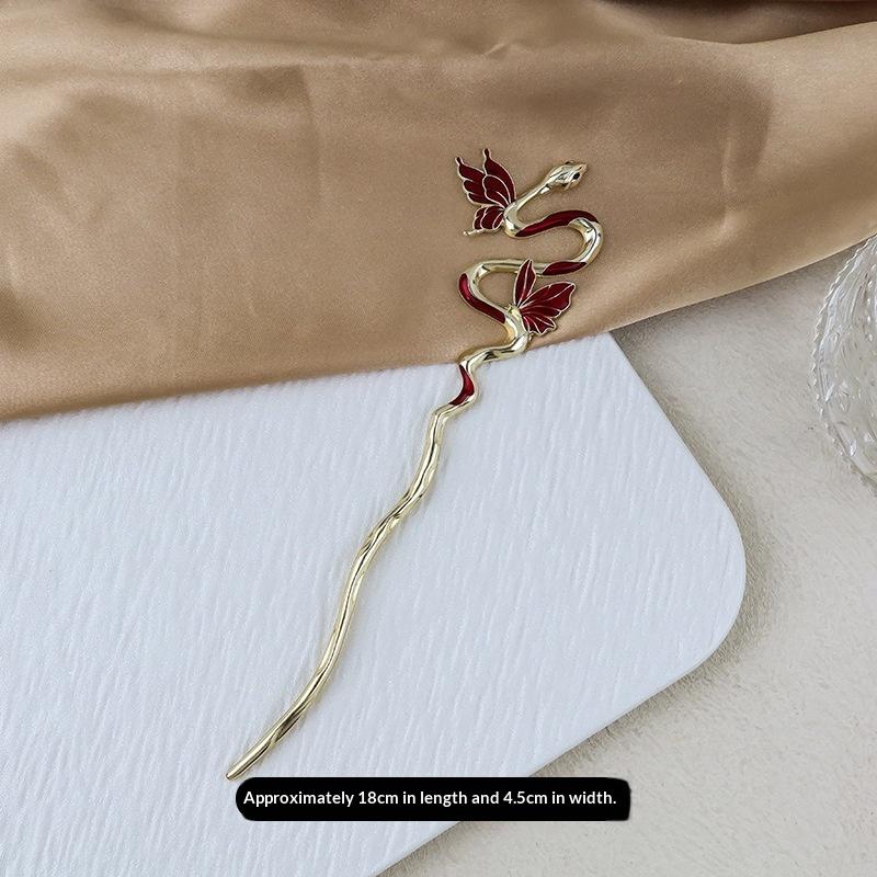 1Pcs Metal Flower Hair Pin Snake Hairpin Vintage Chinese Style Hair Stick Plate Hair Retro Hair Clip Hair Accessory