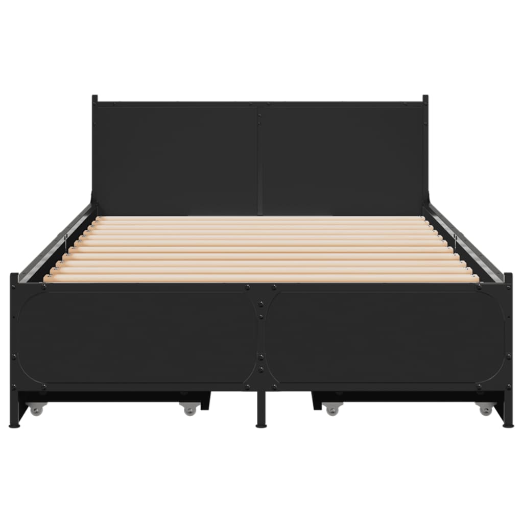 Bed Frame with Drawers Black 75x190 cm Engineered Wood