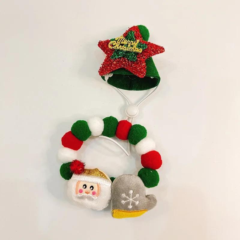 Christmas Pet Dog Bow Tie Hair Ball Necklace Collar Snowman Deer Pet Dog Cat Bowties Neckties Hat Dog Grooming Accessories