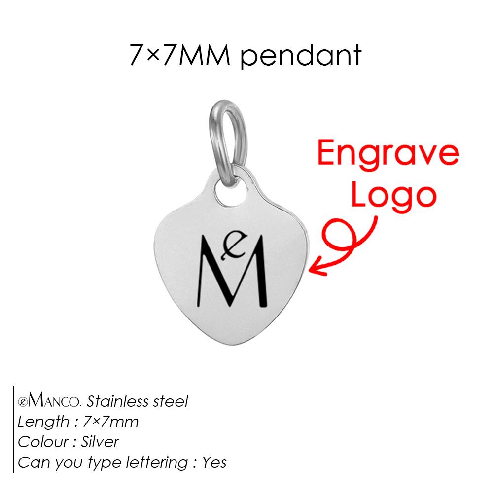 e-Manco Custom Tags Stainless Steel Charms for Necklace Bracelets 6 Sizes to Choose