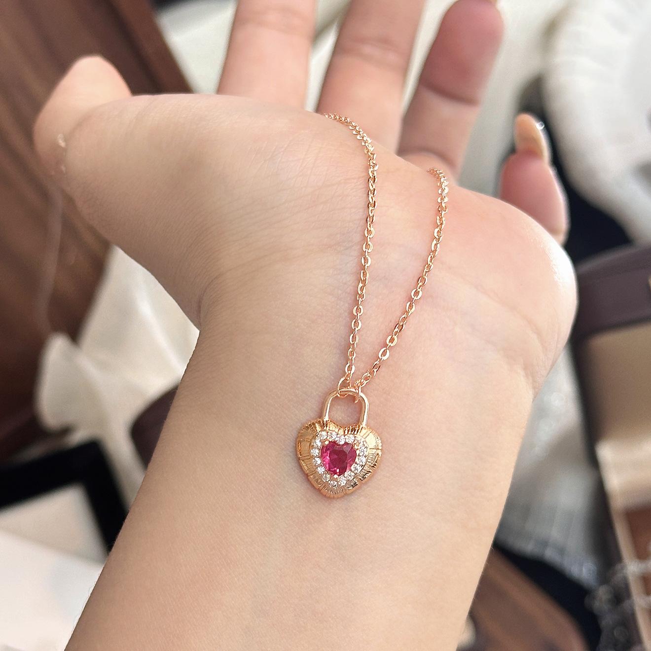 Ожерелье «Дорогая» кулон-сердце нежный стиль цепочка на ключицу розовое ожерелье с темпераментом любви