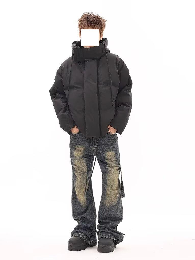 Men's Trendy Hooded Winter Coat - Thick Cotton Puffer with European & American Streetwear Design