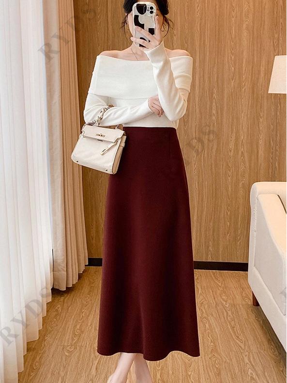 Stylish Women's High-Waisted A-Line Midi Skirt - Minimalist Autumn/Winter 2025 Collection