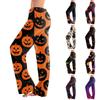 Damen lockere lässige Halloween-Print Loungehose mit elastischem Bund, weitem Bein, bequeme Pyjamahose für entspanntes Tragen