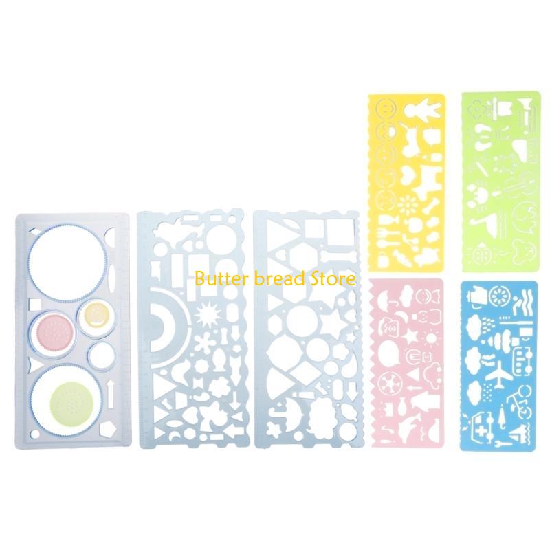 W89C Geometric Drawing Templates Plastic Rulers Multi-Function Measuring Rulers