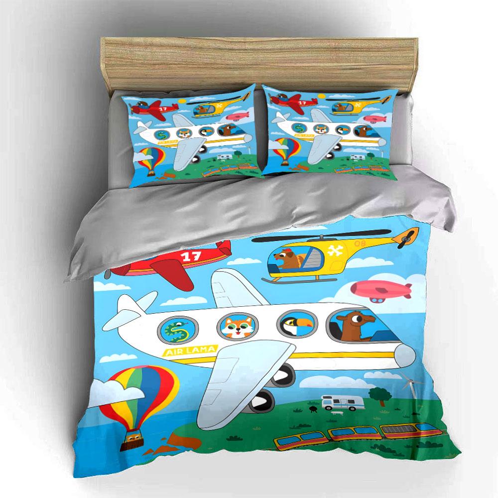 Various vehicles and animal passengers Print Soft Comfortable Duvet Cover Bedding Set Included 1*Duvet Cover 2*Pillowcases