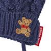 MIKI HOUSE Knitted Mittens with Bear Solid Cable Made In for Boys and Size M Navy Drawstring, Design, Color, Knit, Japan, Girls, Baby, Kids,