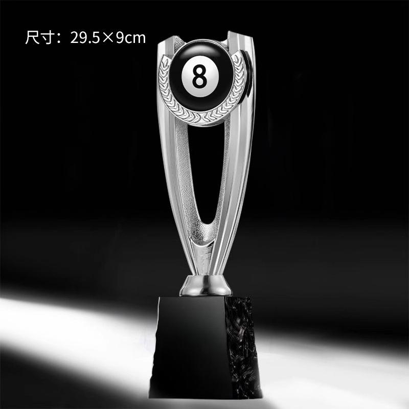 Customized Black Eight Billiards Resin Trophy Reward, Gold, Silver, Copper, Crystal Base, Sport Activity Competition Awards, 1Pc