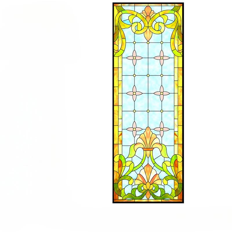 Tiffan Retro Kostelní okenní fólie Malované sklo Matné Umělecké okenní papíry Posuvné dveře Kuchyně Koupelna Samolepka na okno