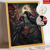 Moonlit Crow Couple Pearl Painting Kit with Frame Sparkling Bead Canvas Romantic Handmade Wall Decor Gift for Women DIY Craft Art Project