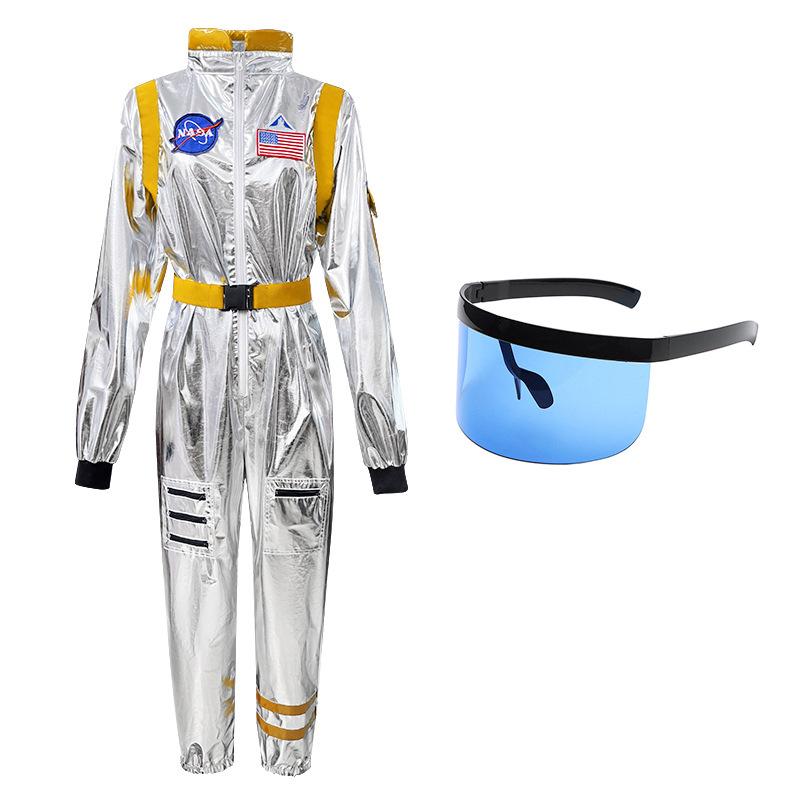Halloween adult space costume silver spacesuit pilot stray earth party play jumpsuit
