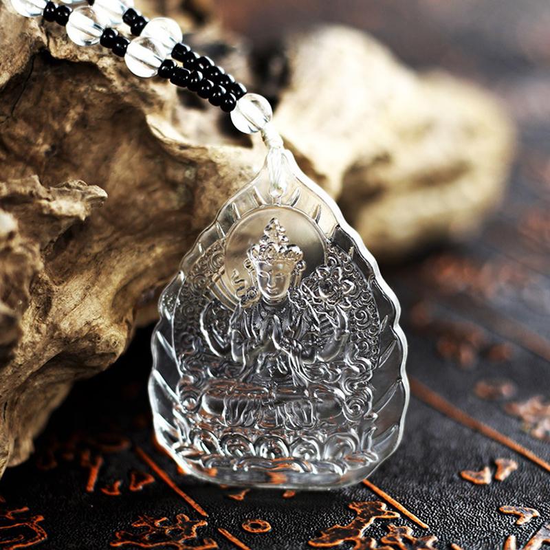 Zelená Tára Přívěsek Dlouhý Svetrový Náhrdelník Léčitel Buddha Amitábha Tibetský Buddhismus Náboženství Amulet Náhrdelníky Unisex