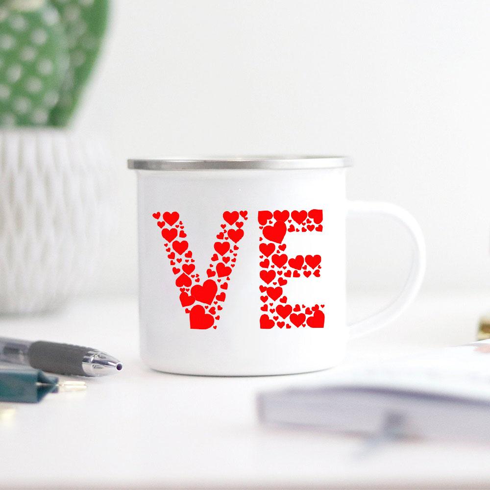 

Love Creative Print Enamel Coffee Tea Mugs Home Party Vintage Wine Juice Cocoa Cups Kitchen Drinkware Unique Valentine s Gifts 360ML