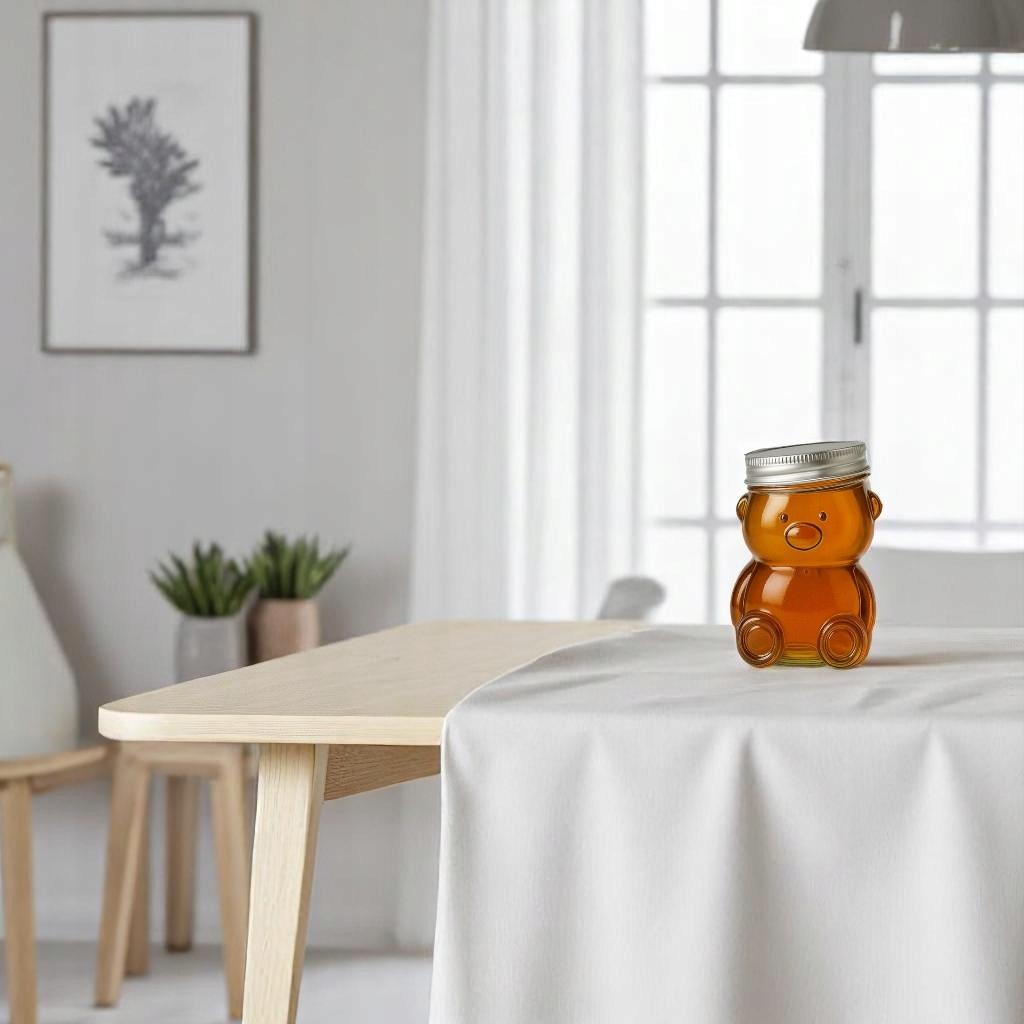 5x 80ml TEDDY TEDDY Glass Jar with Lid for HONEY, Jam, Spices Jar