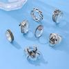 7Pcs Vintage Punk Metal Multi Ring Set For Women Men Spider Bat Snake Skull Finger Rings Gothic Jewelry