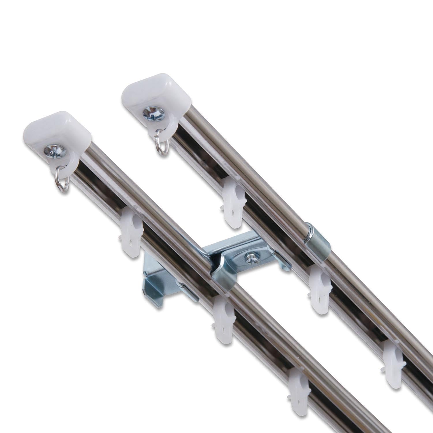 

Fullness Oval Stainless Steel Curtain Extendable 2m I4007 Rail, Silver, (1.1-2m), Double,