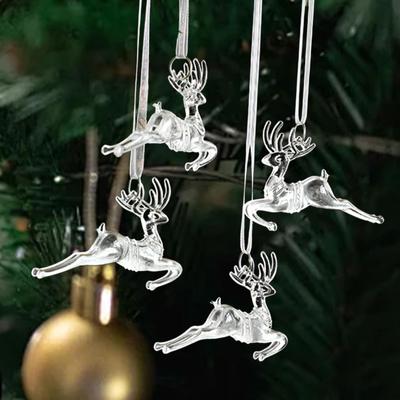 4 Pieces Hanging Elk Ornament Xmas Decor DIY Gift Christmas Tree Decoration Acrylic