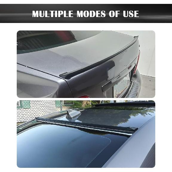 4.9Ft Spoilers For Cars - 3D Glossy Rear Spoiler Wing For Car Decorations - Universal Punch-Free Rubber Trunk Spoiler Lip Fits Car Exterior